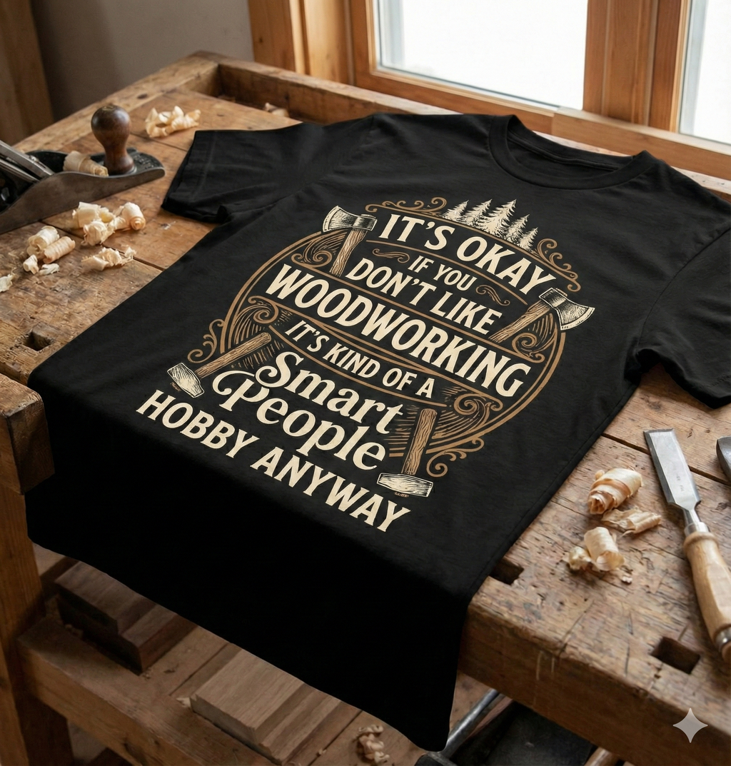 Woodworking T‑Shirt - "It's Okay If You Don't Like Woodworking, It's Kind of a Smart People Hobby Anyway"