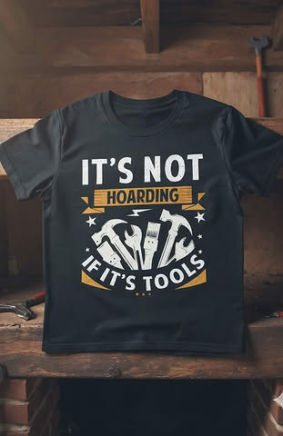 The t-shirt is printed with humorous sayings about carpenters, carpentry, and woodworking.
